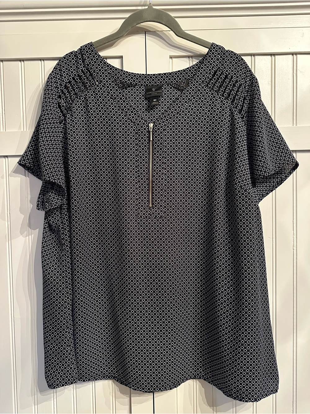 Worthington Woman Black Geometric Print Blouse Size 0X